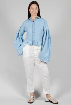 Umit Unal Shirts & Blouses^Wide Sleeve Shirt with Distressed Detail in Light Blue
