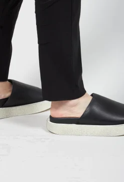 Lofina Flats|Sandals^Wide Strap Sliders with Contrasting Sole in Gasoline Nero