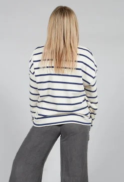 Ecoalf Jumpers^Wilmaalf Sweatshirt in Off White Blue Stripe
