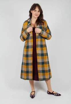 Eka Coats^Wool Brock Coat in Mustard Multicolour