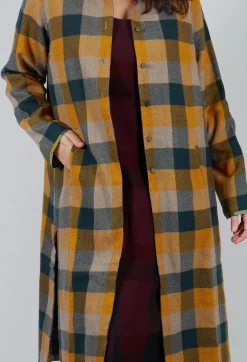 Eka Coats^Wool Brock Coat in Mustard Multicolour
