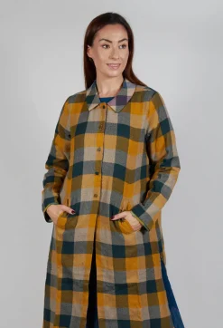 Eka Coats^Wool Brock Coat in Mustard Multicolour