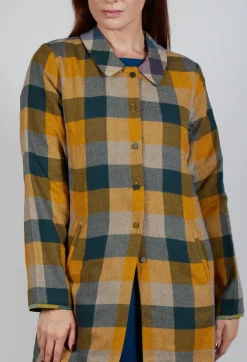 Eka Coats^Wool Brock Coat in Mustard Multicolour