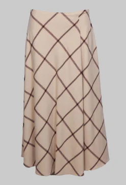 Beatrice B Skirts^Wool Flannel Skirt in Beige Check