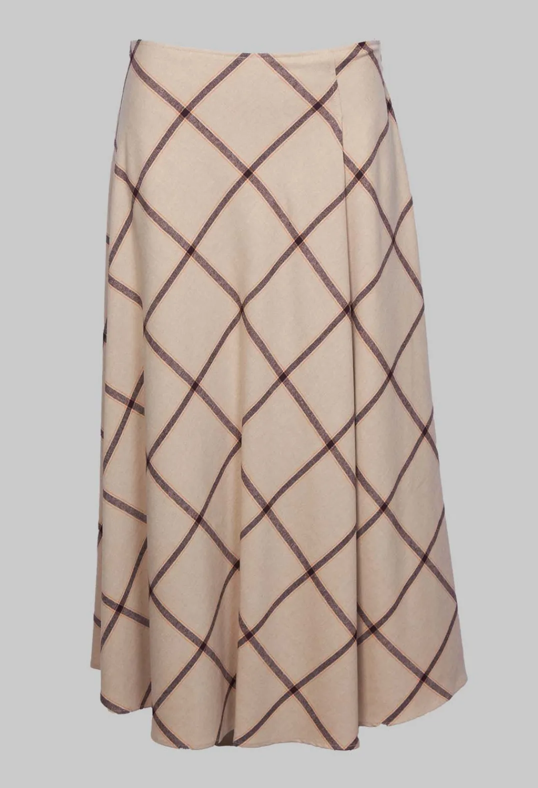 Beatrice B Skirts^Wool Flannel Skirt in Beige Check