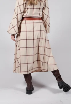 Beatrice B Skirts^Wool Flannel Skirt in Beige Check