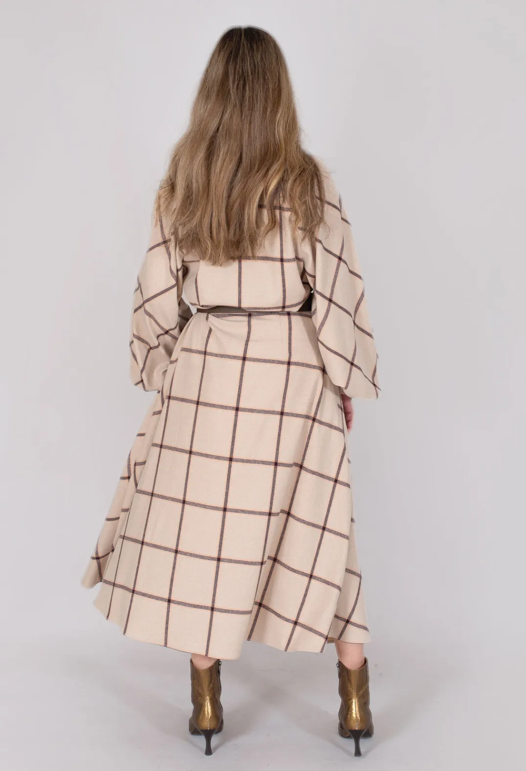 Beatrice B Skirts^Wool Flannel Skirt in Beige Check