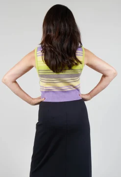 Beatrice B Jumpers^Wool Knitted Stripe Vest in Violet