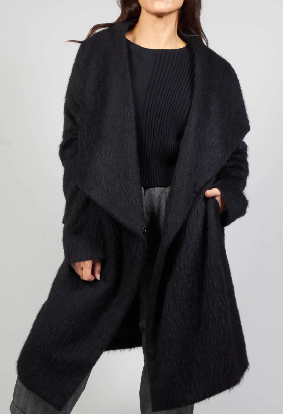 Malloni Coats^Wool Mix Coat in Nero