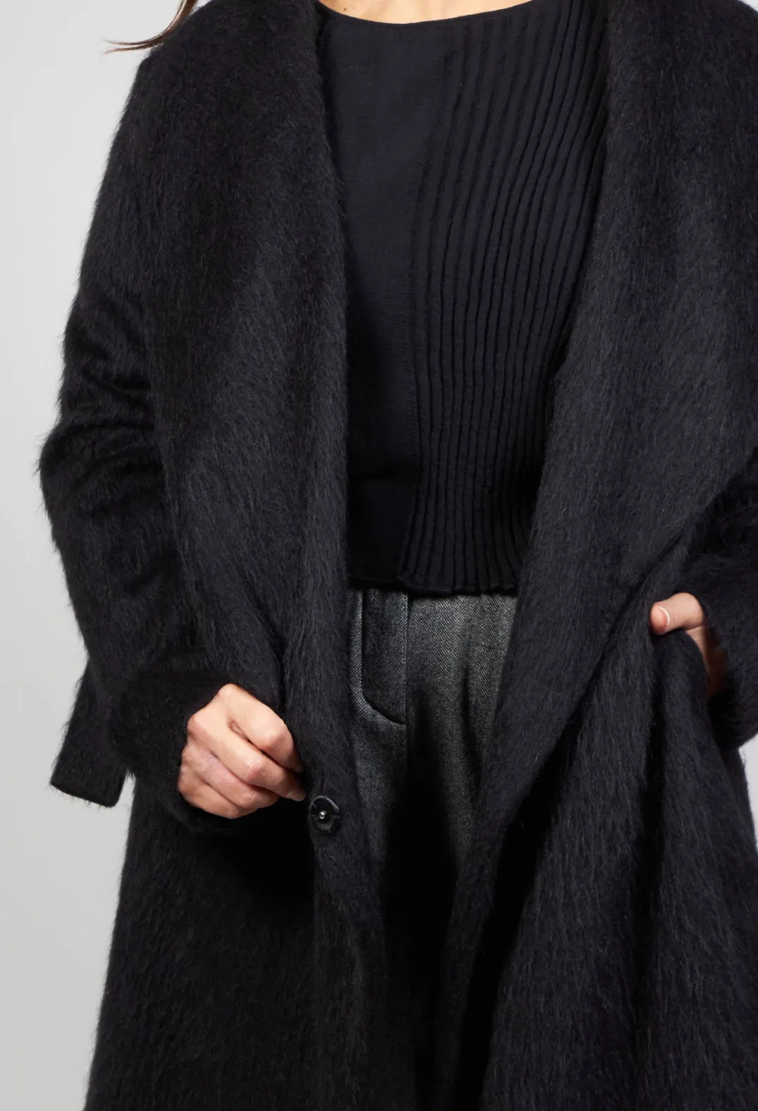Malloni Coats^Wool Mix Coat in Nero