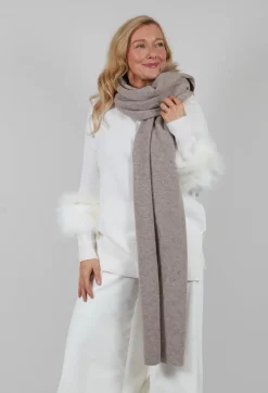 Dom Goor Scarves^Wool Scarf with Fur Trim in Sandstone