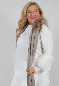 Dom Goor Scarves^Wool Scarf with Fur Trim in Sandstone