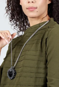 Einika Necklaces^Woven Pendant Necklace in Grey