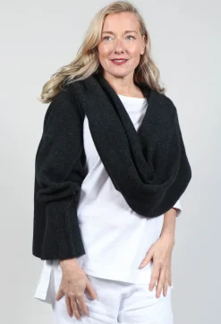 Isabel Benenato Scarves^Wrap Around Scarf with Sleeve in Graphite