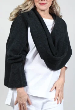 Isabel Benenato Scarves^Wrap Around Scarf with Sleeve in Graphite