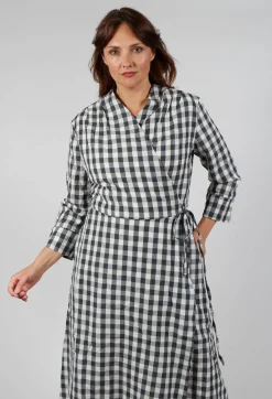 Aequamente Dresses^Wrap Dress in Asfalto Check
