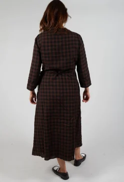 Aequamente Dresses^Wrap Dress in Ebano Check