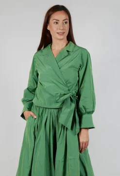 Les Filles d'Ailleurs Tops^Wrap Over Top in Apple Green