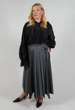 Sfizio Skirts^Wrap Pleated Skirt in Dark Grey