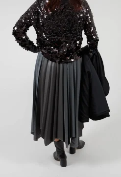 Sfizio Skirts^Wrap Pleated Skirt in Dark Grey
