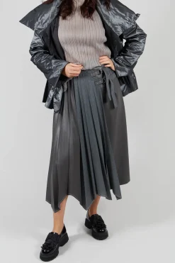 Sfizio Skirts^Wrap Pleated Skirt in Dark Grey