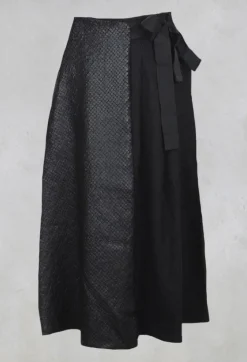 Les Filles d'Ailleurs Skirts^Wrap Skirt with Textured Faux Leather Look in Black