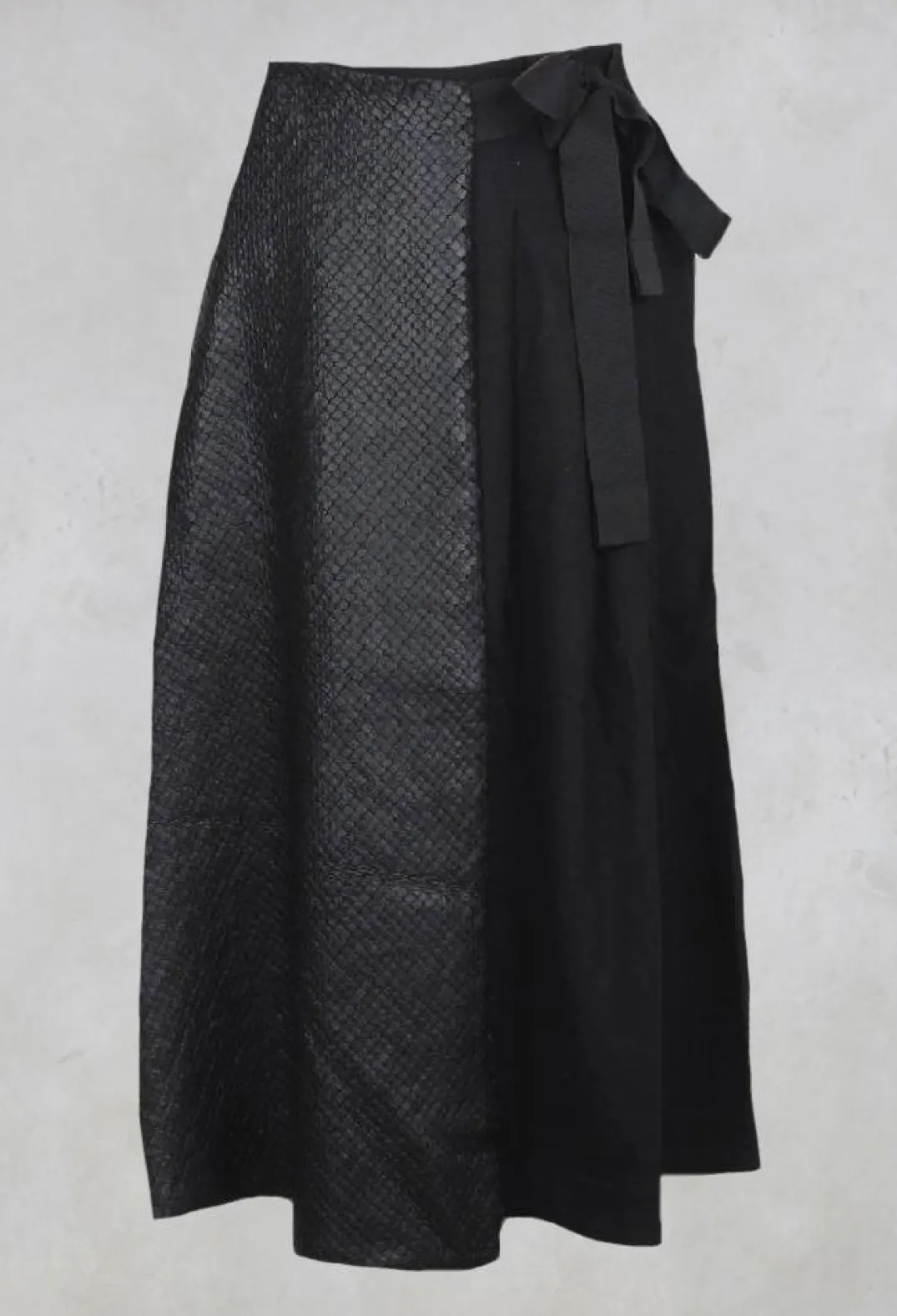 Les Filles d'Ailleurs Skirts^Wrap Skirt with Textured Faux Leather Look in Black