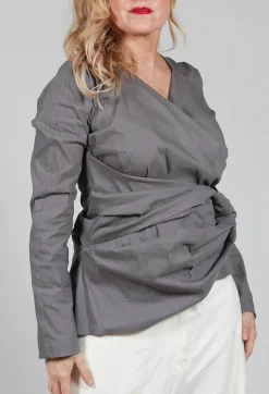 Malloni Tops^Wrap Style Top in Acciaio