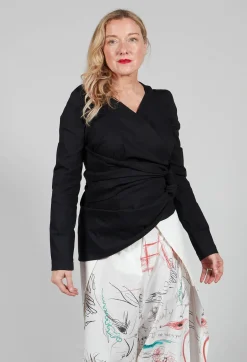 Malloni Tops^Wrap Style Top in Nero