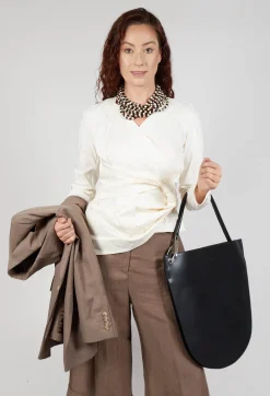 Malloni Tops^Wrap Style Top in Osso