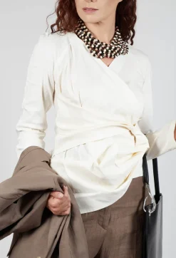 Malloni Tops^Wrap Style Top in Osso