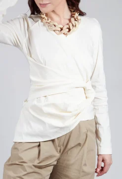 Malloni Tops^Wrap Style Top in Osso