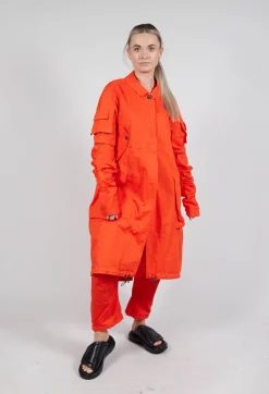 Rundholz Dip Coats^Wrinkled Long Sleeves and Point Collar Coat in Mandarine