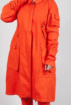 Rundholz Dip Coats^Wrinkled Long Sleeves and Point Collar Coat in Mandarine