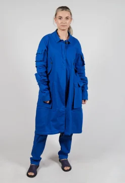 Rundholz Dip Coats^Wrinkled Long Sleeves and Point Collar Coat in Royal