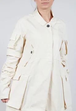 Rundholz Dip Coats^Wrinkled Long Sleeves and Point Collar Coat in Greige