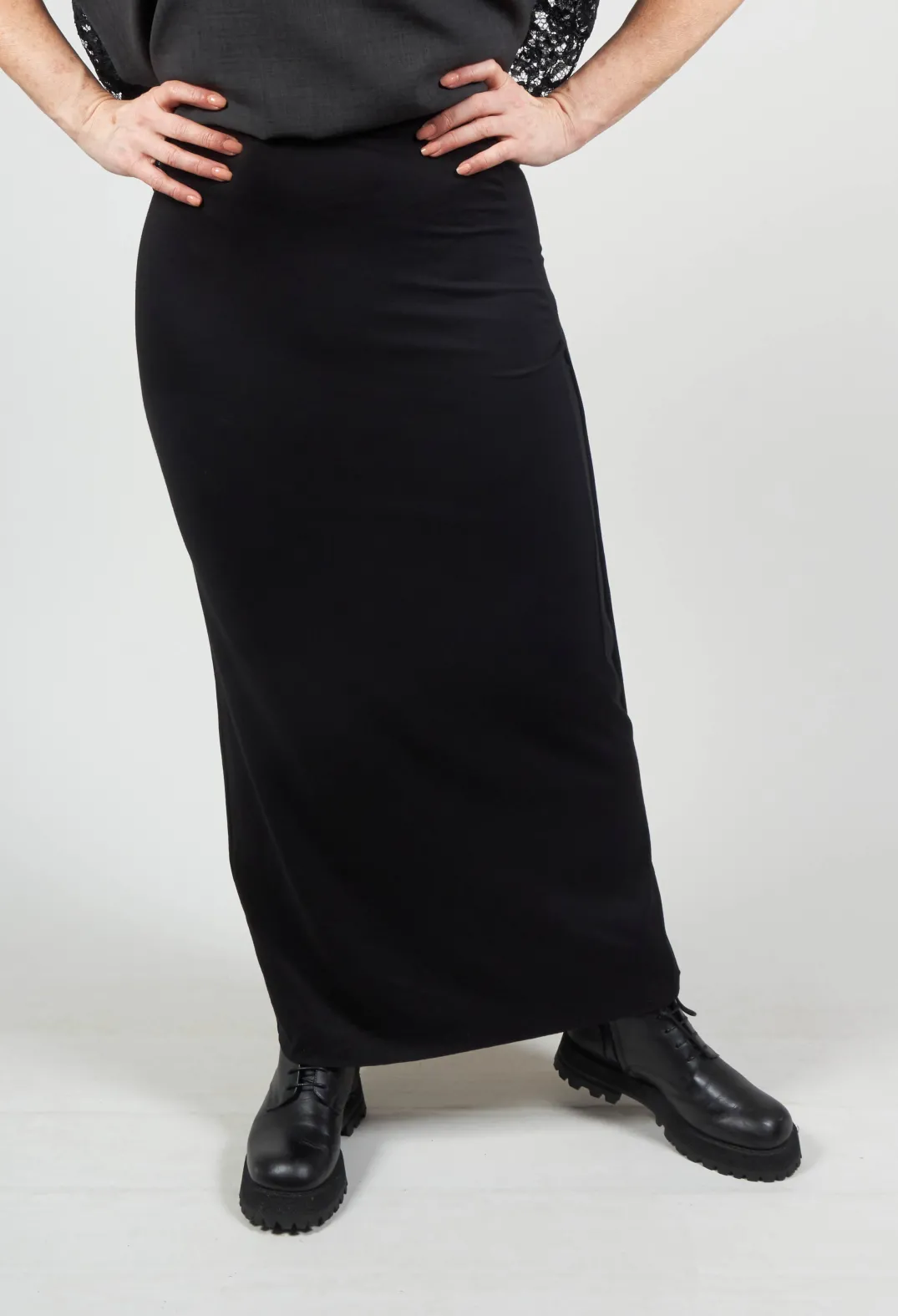 Xenia Design Skirts^Zigi Long Jersey Fitted Skirt in Black