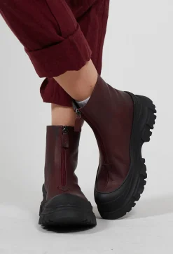 Lofina Boots^Zip Front Ankle Boots in Gasoline Lagrain