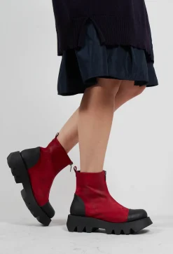 Lofina Boots^Zip Front Ankle Boots with Cleated Sole in London Cherry