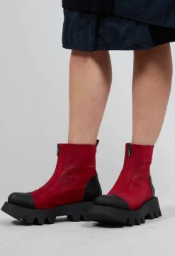 Lofina Boots^Zip Front Ankle Boots with Cleated Sole in London Cherry