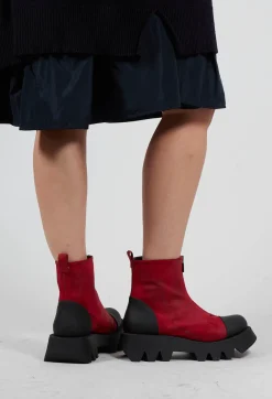 Lofina Boots^Zip Front Ankle Boots with Cleated Sole in London Cherry