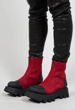 Lofina Boots^Zip Front Ankle Boots with Cleated Sole in London Cherry