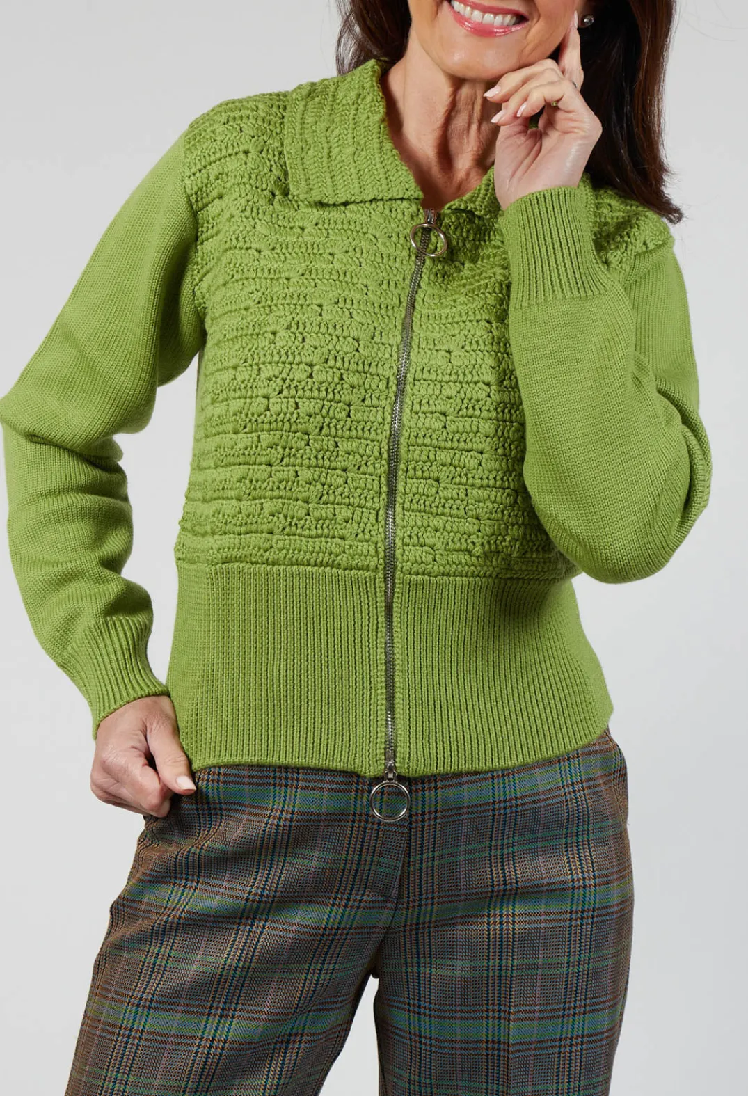 Beatrice B Cardigans^Zip Through Cardigan in Kiwi
