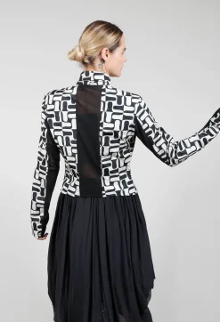 La Haine Jackets^Zip Up Jacket with Mesh Panel Detail in Black and White