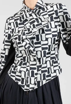 La Haine Jackets^Zip Up Jacket with Mesh Panel Detail in Black and White