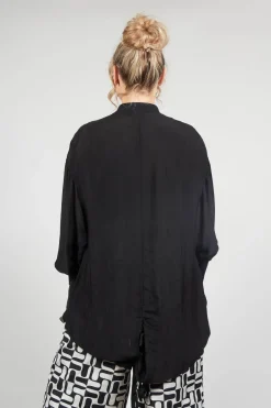 La Haine Jackets^Zip Up Silk Blend Bomber Jacket in Nero