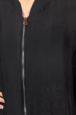 La Haine Jackets^Zip Up Silk Blend Bomber Jacket in Nero