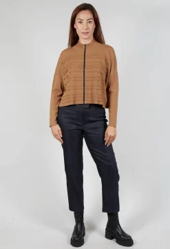 Sarah Pacini Knitwear|Cardigans^Zip Up Stripe Cardigan in Brown