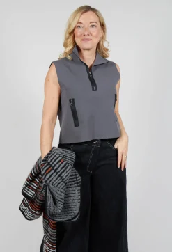Sarah Pacini Jumpers^Zipped Sweater Vest in Charcoal
