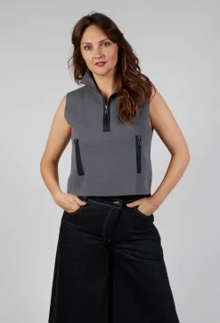 Sarah Pacini Jumpers^Zipped Sweater Vest in Charcoal